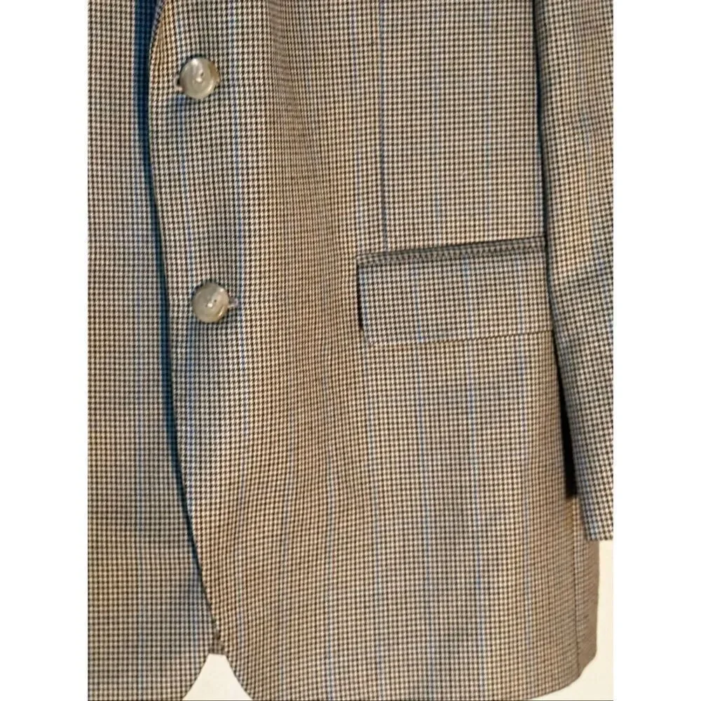 Ralph Lauren Blazer Sportscoat Brown Houndstooth Micro Plaid Academia Size 42R